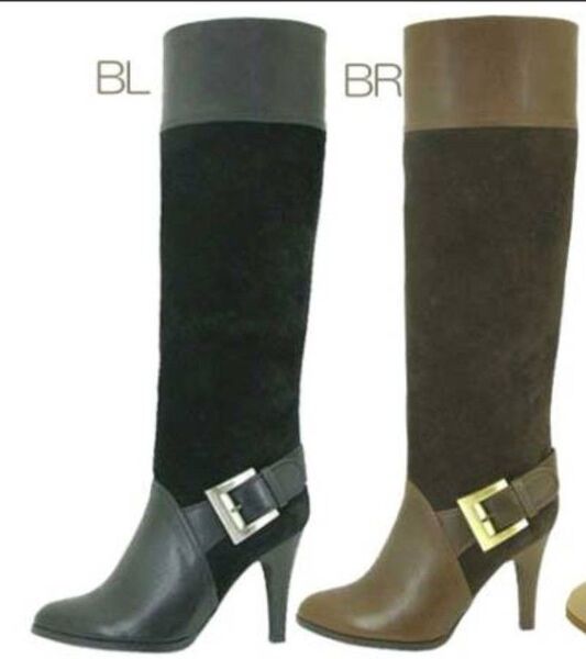 ★新品★【tozoo】★トゥズー★ブーツ★ブラウン★25.0cm★ロングブーツ★本革★レザー★ストレート★スエード★バイカラー★