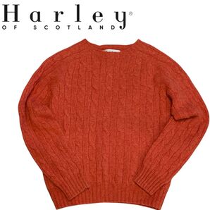 Harley of Scotland ハーレーオブスコットランド ニット セーター オレンジ スコットランド製 Mサイズ