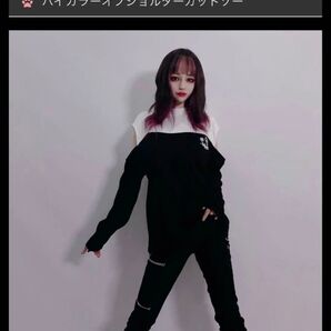 NieR バイカラーオフショルダーカットソー 肩出し