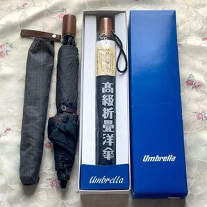 男性向け折りたたみ雨傘 メンズ 紺色 グレー 総柄