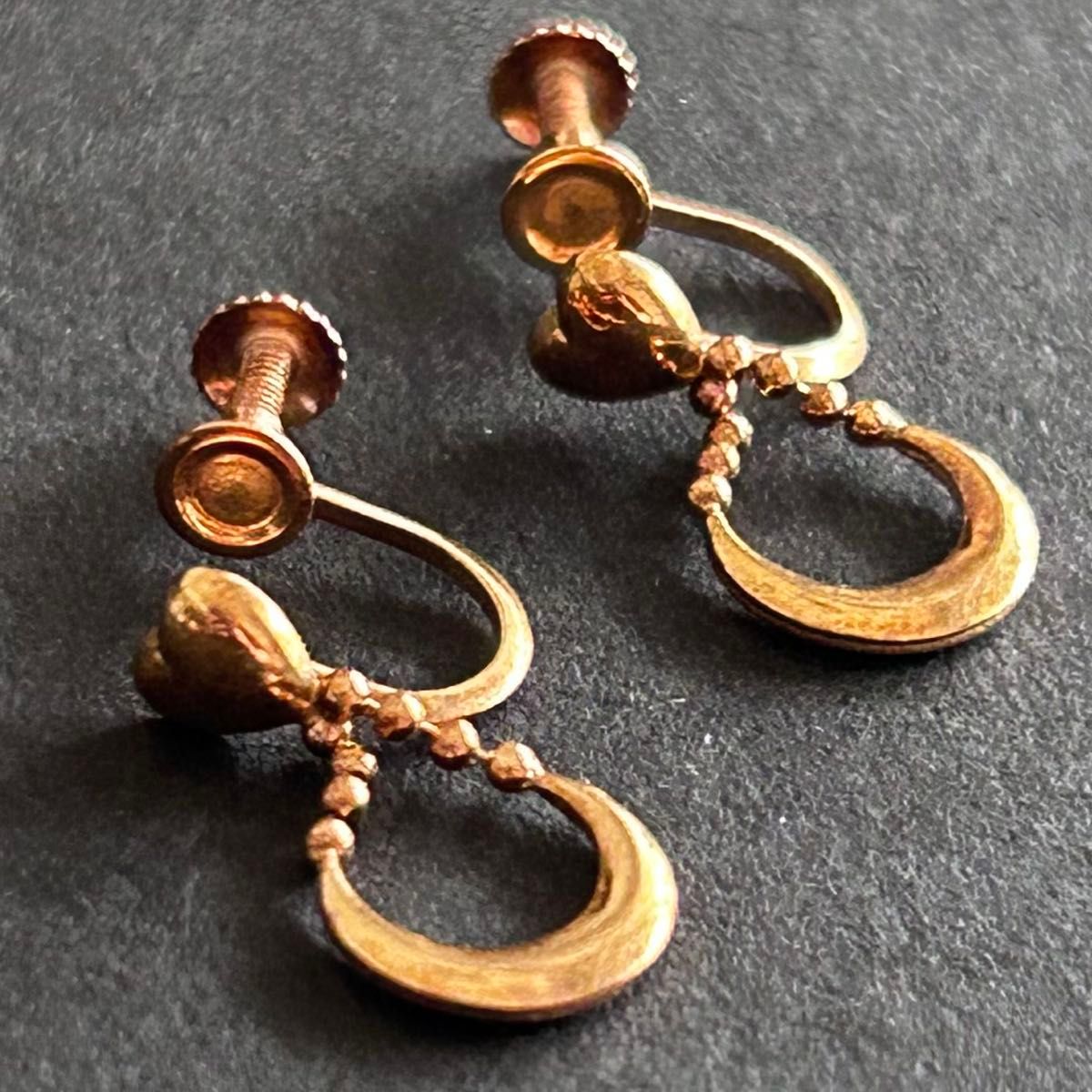 オファーあり★☆.*°ヴィンテージ イヤリング ゴールドカラー レトロ 2個セット K18 18金