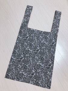 ★ハンドメイド★ エコバッグ マイバッグ 買物袋 レース柄 レース模様1 トートバッグ ブラック