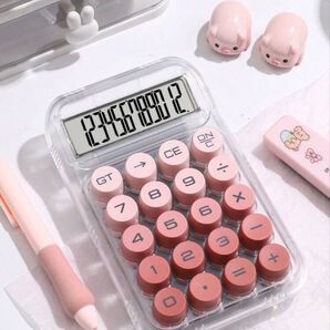 クリア電卓 ピンク かわいい 計算機 文房具 事務用品