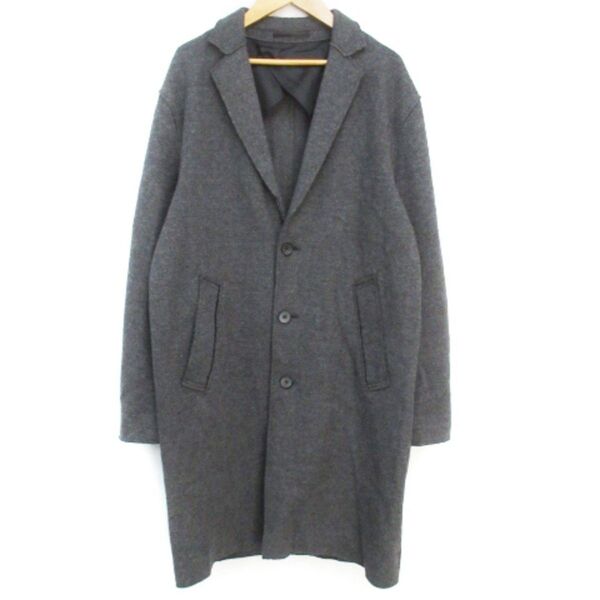グローバルワーク GLOBAL WORK スウェット チェスターコート ロング丈 シングルボタン ウール混 M グレーメンズ