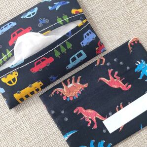 ☆自動車 恐竜 ミニ ティッシュケース セット ☆ ティッシュカバー 男の子