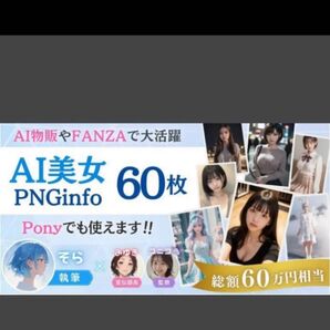 ★190部突破!【そらTips】1枚1万円のAI美女職人が作ったPNGinfo 60枚パック【Ponyも対応!】★定価19800★