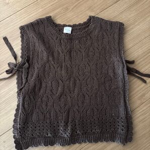 テータテート 透かし編みニットベスト 90