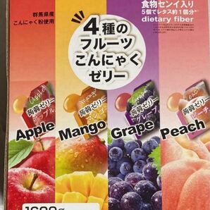4種のフルーツ こんにゃくゼリー 80個入り 詰め合わせ グレープ ピーチ アップル マンゴー 1600g