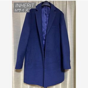 【超美品】 INHERIT インヘリット メンズ チェスターコート ネイビー