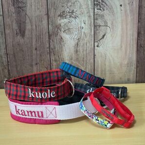 オーダーメイド犬、猫首輪/刺繍名入れOK・選べる布柄&幅・シルバー金具