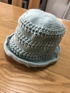 hand made baby, Kids knitted cap blue gray 