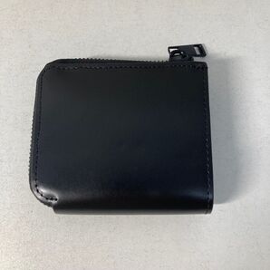 〈美品〉Rename グロッシーレザーモノクローム ウォレット 2つ折り財布 コンパクト ミニ財布 L字ファスナー 本革