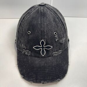 SMKF ダメージ加工ダークグレーキャップ