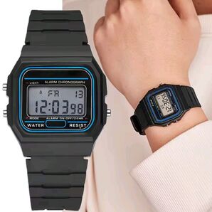 シンプルイズTHEベストデジタルウォッチ 多機能 腕時計 ブラック