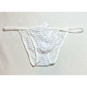 メンズビキニ ハーフバック シースルー 白 2XLサイズ 男性下着 1906