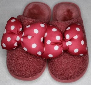 04 01043 * Atexiu Kids room shoes girl slippers interior put on footwear protection against cold ribbon decoration 23cm watermelon red Kids [ new goods unused goods ]