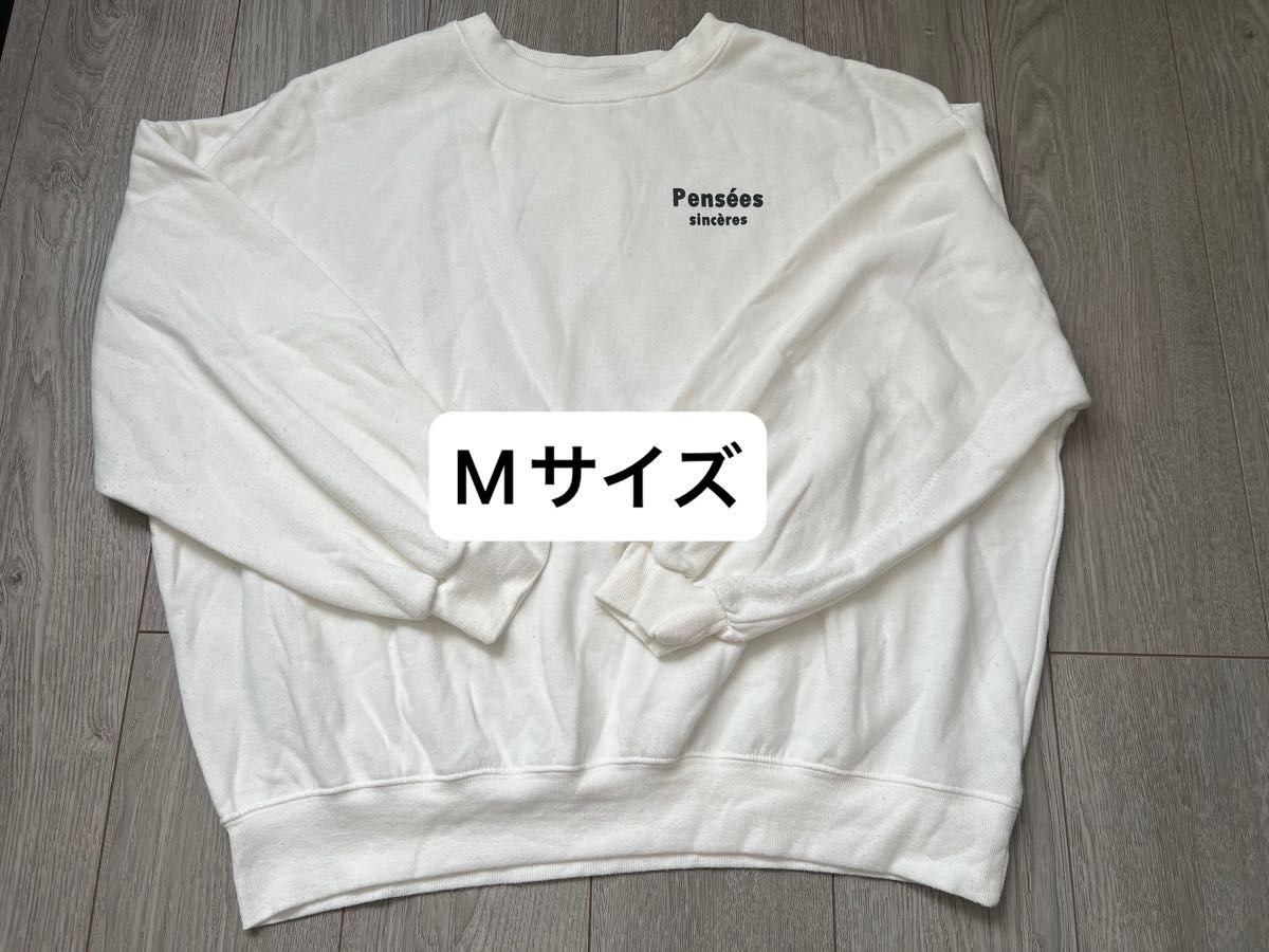 レディース 長袖トップス Mサイズ トレーナー スウェット 白 裏毛トレーナー