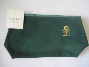  new goods * unused break time owl owl pouch case made in Japan moss green series . make-up pouch 