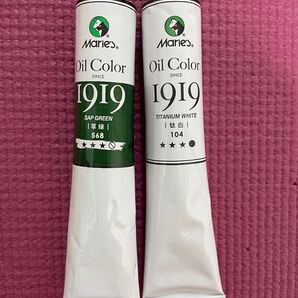 Marie’s 油絵具2本セット 50ml グラスグリーンとチタニウムホワイト