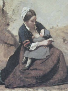 Art hand Auction Corot, Bretonne allaitant, 超希少画集より, 新品額装付, iafa., 絵画, 油彩, 人物画