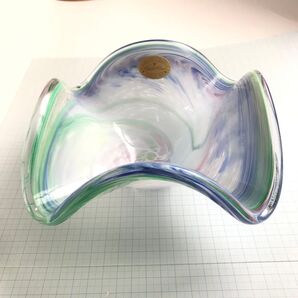 murano style glassware crystal clear swirled colors glass bowl