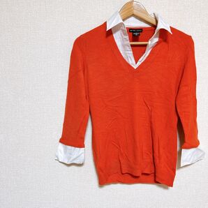 NEW YORK & COMPANY 【S】 オレンジ Vネックセーター 【ご希望額ありましたら価格相談まで!】