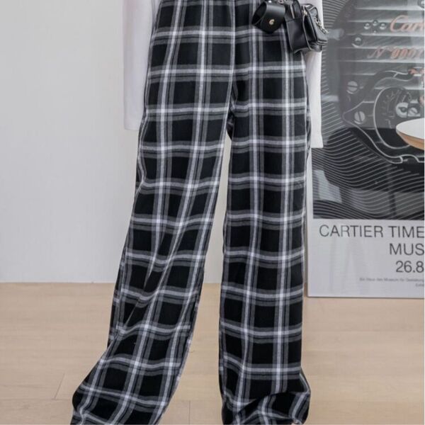 ワイドパンツ チェック パンツ ボトムス