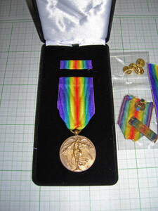 特価SALE！レア物！ベルギー勲章World War I Victory Medal 1914-1918 (Belgium) 実物中古良品１点物メダルセット・(リボン/略綬/ケース付)