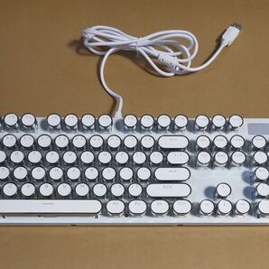 MageGee MK-storm メカニカルキーボード US配列 104キー ホワイト 有線 青軸 タイプライター風