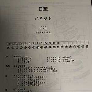 【パーツガイド】　日産　バネット　(Ｓ２０系)　H6.4～　２００４年版 【絶版・希少】