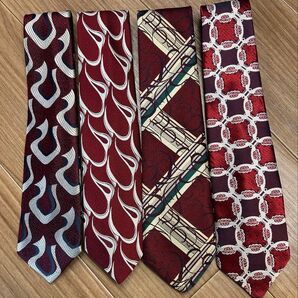 【自宅保管品】ネクタイセット(レッド系)