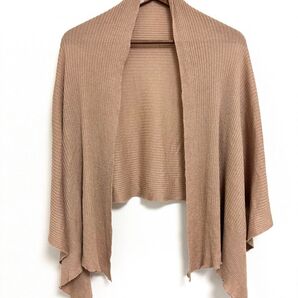 バーニーズニューヨーク 柔らかベージュリブカーディガン ウール混 ボレロ ニット