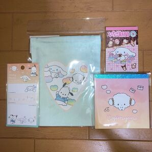 【新品未開封】こぎみゅんのメモパッド シナモロール&こぎみゅん&ポチャッコのスティッキーメモと巾着ポーチ/いちご新聞ミニメモ