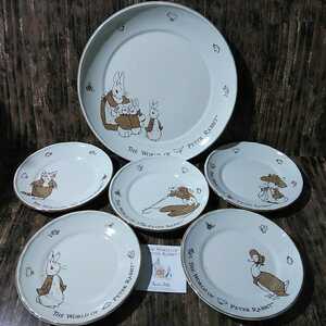 ● ピーターラビット「大皿 1枚 小皿 5枚」プレート ディナープレート デザートプレート 陶器製