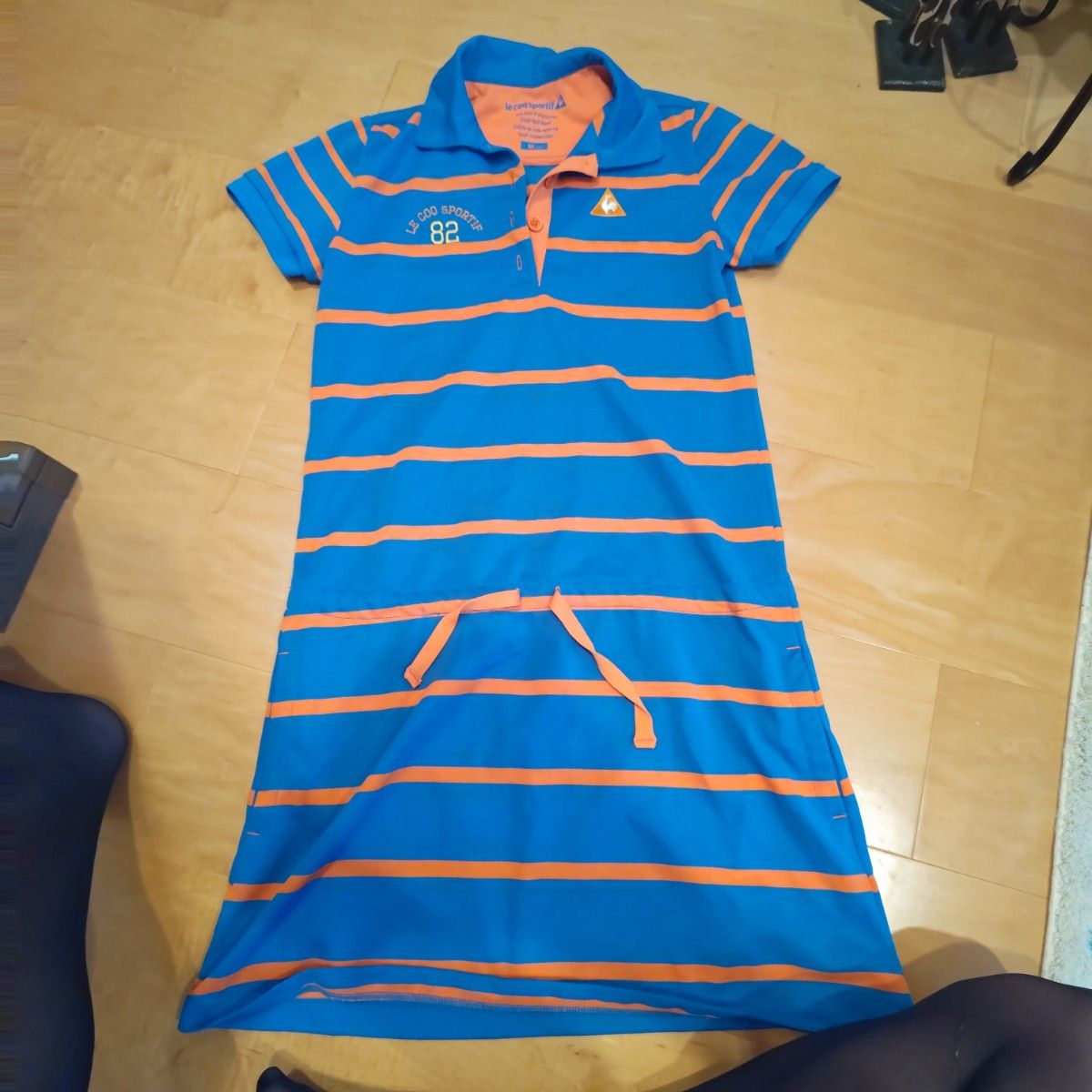 ルコックスポルティフ ポロシャツワンピース ボーダー柄 ブルー オレンジ