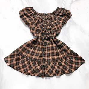 レストローズ姫ロリチェックミニワンピ フリル フェアリーコア 森ガール