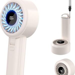 ハンディファン 手持ち扇風機 折り畳み式 1-100段階風量調節 LEDディスプレイ表示 4000mAh大容量電池ストラップ付き