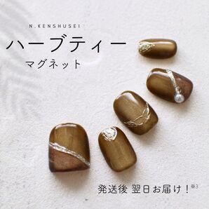 秋ネイル マグネット ネイルチップ マグネットネイル ニュアンスネイル ちゅるんネイル うるうるネイル 大人ネイル カーキ