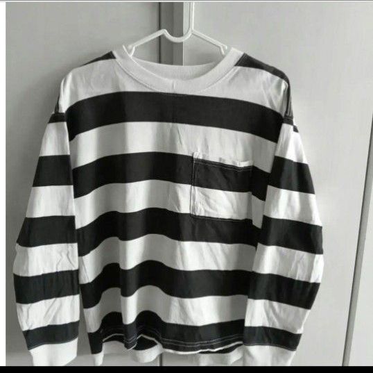 ボーダーロンT 長袖Tシャツ ポケット付き カジュアル
