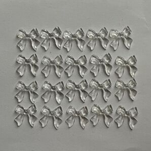 【まとめ割引あり】ネイルパーツ 20個 リボン クリア 透明