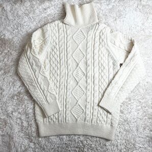 スローン SLONE 長袖 セーター ケーブルニット タートルネック アイボリー 毛 レディース 秋冬 大きいサイズ