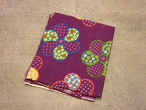  Vintage 60's70's* flower total pattern fabric purple 144cm×112cm*201022s8-fbr cloth peace pattern cloth hand made 