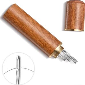 【新品】木製針収納ケース&縫い針30セット簡単に糸通しできる針 老眼 高齢者向け ステンレス製 趣味の裁縫ツール 強化シャフト設計
