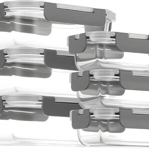 耐熱 ガラスタッパー 密閉 保存容器 6個セット 電子レンジ オーブン対応 食洗機OK 作り置き 食品容器 グレー