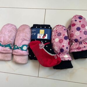 手袋2組 靴下セット ピンク系 子供用