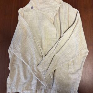 うさとの服 変形襟ジャケット ベージュ系 ゆったりサイズ