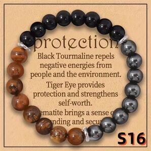 天然石 パワーストーン Protection 調節可伸縮性 t2 ブレスレット