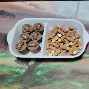 アグリコラ 木材コマのアップグレードトークン55個と「×5コマ」作成キット