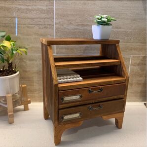 アンティーク風 ミニ引き出し2段のメモ帳収納棚