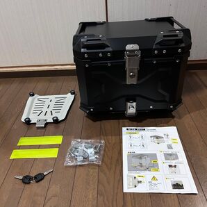 バイク用 リアボックス アルミトップケース (45L 黒) 簡単脱着 大容量 アルミ製 キャリア 汎用
